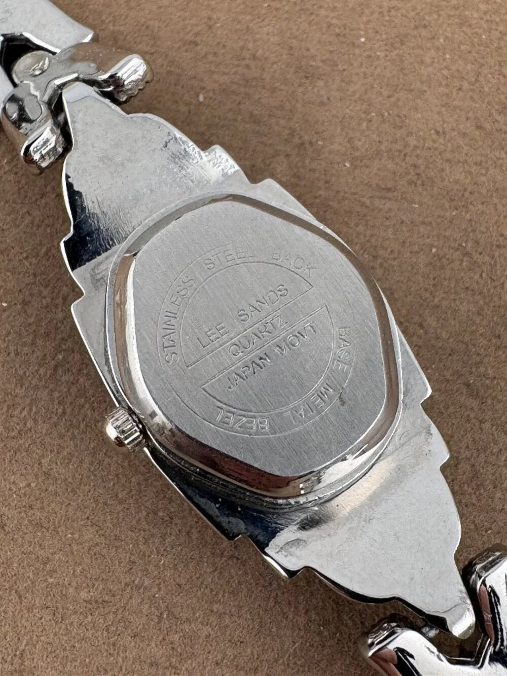 Vintage Lee Sands Flip Top Bracelet Marcasite Quartz Silver Tone Watch.